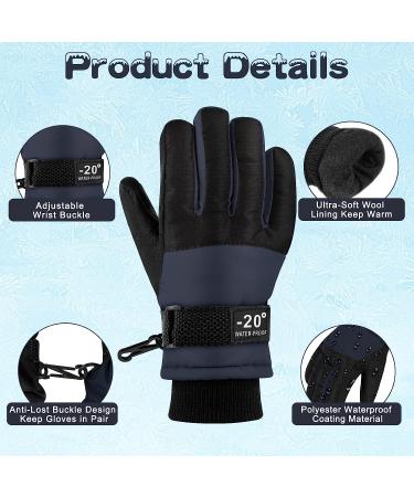 ONESING Kids Snow Gloves 2 Pair Set | Ages 3-12 | Boys Winter Ski Gloves | Warm, Windproof & Thick | Gray & Navy Blue (3-7 years) - Buy Online on SooperMarket.com