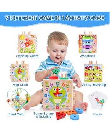Shop Montessori Motor Cube Toys for 1-3 Year Olds | Activity Cubes for Babies 12-18 Months | Perfect Gift for Boys & Girls | Wooden Motor Skills Toys (Pink) - Buy Online on SooperMarket.com
