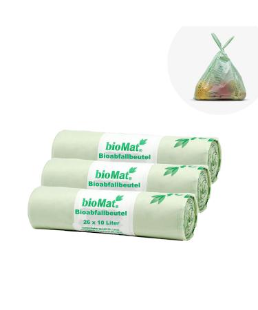 Biomat compostable 10L organic waste bag with a handle 78 bags premium quality Dinplus certified climate-neutral made in Germany 26 pieces (3-pack) 10L with handle (78 pieces))