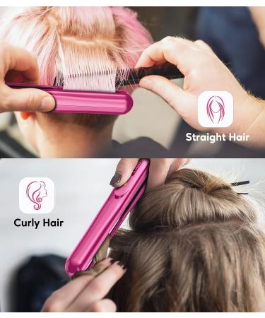 Terviiix Mini Flat Iron for Short Hair/Bangs - 0.5'' Portable Ceramic Straightener in Pink - Buy Online on SooperMarket.com