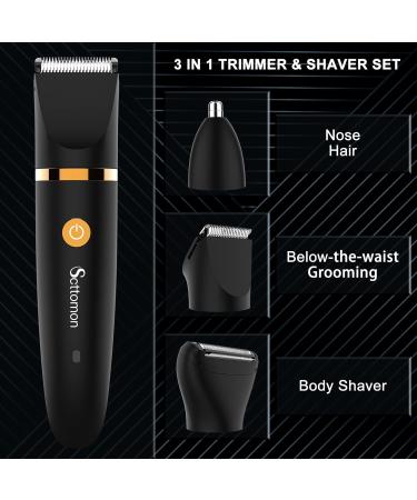 SCTTOMON 3-in-1 Waterproof Men's Body Razor & Ball Trimmer - Wireless Inguinal & Nose Hair Groomer - Buy Online on SooperMarket.com