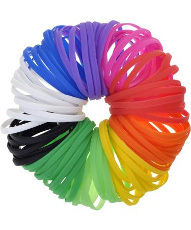 100 PCS Thin Blue Silicone Bracelets - Elastic Rubber Wristbands for Women, Men, Teens - Buy Online on SooperMarket.com