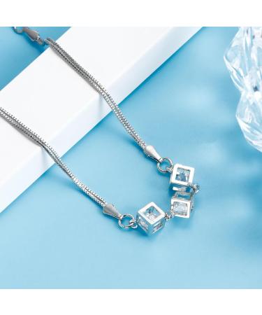 Oralgos Zircon-Cube Bracelet - Elegant Adjustable Crystal Chain Jewelry for Couples & Anniversaries - Buy Online on SooperMarket.com