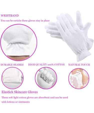 100% Cotton Gloves for Eczema - 3 Pairs White Moisturizing Gloves | Premium Quality for Dry, Sensitive Skin | Overnight Bedtime Therapy - Buy Online on SooperMarket.com
