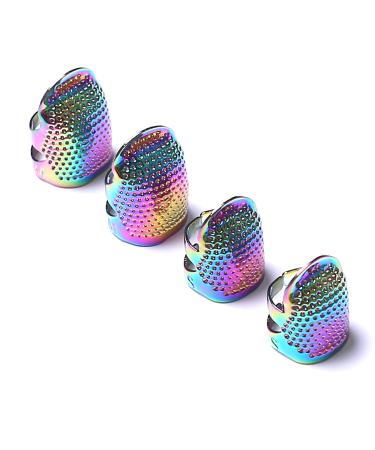 AXEN 4 Pieces Sewing Thimble  Metal Dazzle Gold Sewing Thimble Finger Protector  Accessories DIY Sewing Tool  Two Size 4 Pieces S&M 1.Colorful Dazzle