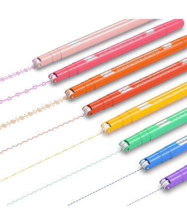 AECHY 8PCS Colored Curve Pens for Note Taking  Dual Tip Pens with 5 Different Curve Shapes & 8 Colors Fine Lines  Curve Highlighter Pen Set for Kids Journaling Note Taking Supplies Curve Tip + Fine Tip (8 pcs)