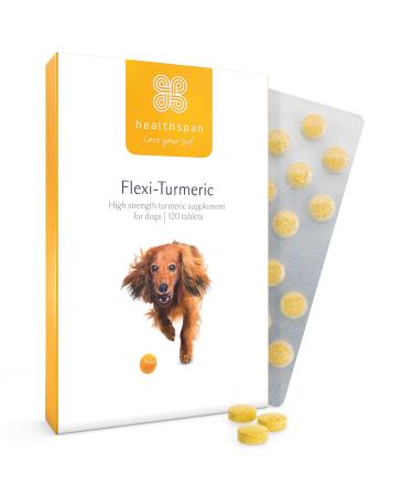 Flexi-Turmeric For Dogs | Healthspan | 120 Tablets | Vitamin C & Brewers Yeast | 400mg High-Grade Turmeric | Pet Health