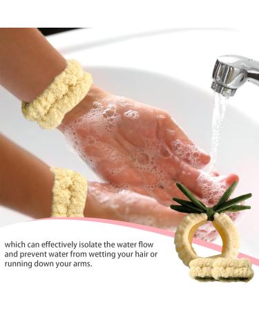 Face Washing Wristbands and Headband Set Pineapple Face Wash Headband Coral Fleece Spa Headband Set Cute Plush Hair Holder for Washing Face Face Wash Headband - Buy Online on SooperMarket.com