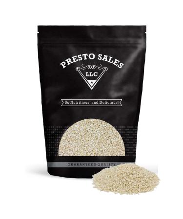 Sesame Seeds, Hulled, Blanched, Delectable, Yummy, Rich, Flavorful, Delicious, Nutty Flavor, Super Baking Useful, High Nutrition, Packed in a 2 lbs. (32 oz.) resealable pouch bag by Presto Sales LLC