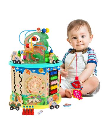 Motoric cubes toy for children woodenzedzel toy11-in-1 multifunctional bead Labyrinth dinosaur world wood activity cubes Pedagogical toy boys and girls toddler gift gift