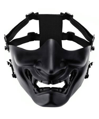 Airsoft Mask Protective Fashion Half Face Mask Outdoor Game Mask Tactical Prajna Face Hannya Oni Motorcycle Evil Demon Knight for Halloween Cosplay