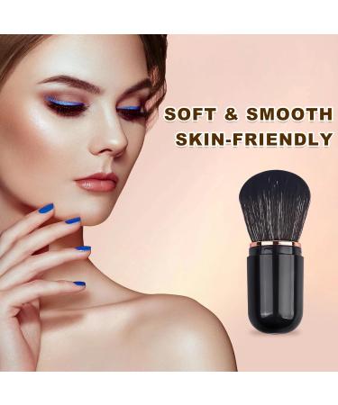 Retractable Kabuki Brush - Cute Capsule Travel Makeup Brush for Liquid Foundation & Powder - Perfect for Contour & Blush - Black - Buy Online on SooperMarket.com
