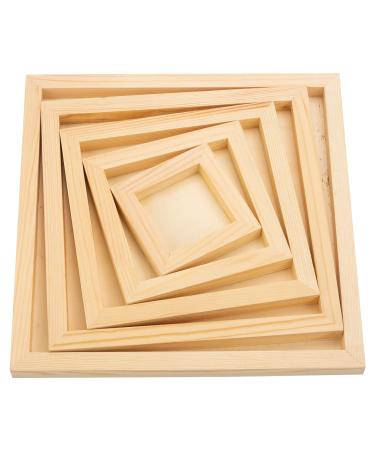 5 Pieces Wood Panels 5 Sizes Square Unfinished Wood Canvas Wooden Paint Pouring Panel Boards for Painting Drawing Home Decor