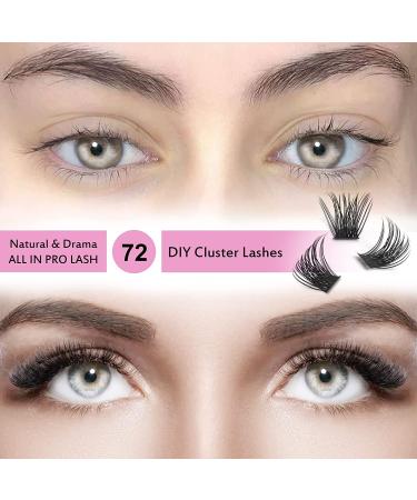Lash Clusters 72 Pcs Individual Cluster Lashes DIY Extension 8-16mm - Wispy Volume, Thin Band, Reusable & Comfortable - Buy Online on SooperMarket.com