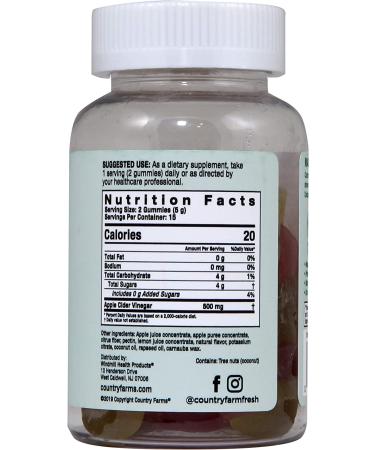 Country Farms Apple Cider Vinegar Gummies - Reduce Bloat & Water Weight, Digestive Support, 60 Count - Buy Online on SooperMarket.com