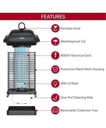 SUREZAP 18W Outdoor Indoor 4000V Electric Bug and Fly Zapper MO004 Effective Bugs Flies Mosquitoes Moths and Other Flying Insects - Buy Online on SooperMarket.com