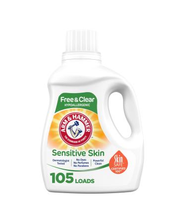 Arm & Hammer Sensitive Skin Free & Clear, 105 Loads Liquid Laundry Detergent, 105 Fl oz