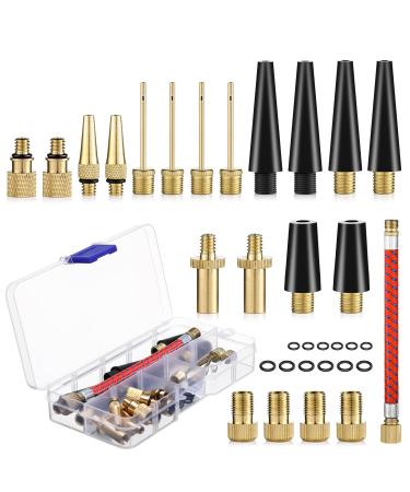 Bicycle valve adapter set 33 pieces DV SV AV French valve adapter valve adapter bicycle storage box air pump adapter with inflatable hose bicycle valve for all bicycle valves