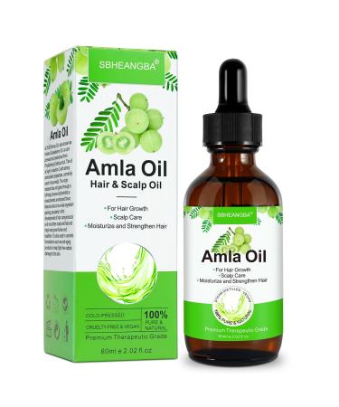 SBHEANGBA Cold Pressed Amla Oil 100% Pure Natural Organic for Hair Growth Moisturize Healthy and Strengthen Hair Nourishes Scalp Hair Treatment Oils 2.02 Fl Oz