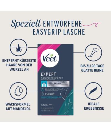 Veet Expert Cold Wax Strips for Body & Legs - Sensitive Skin Hair Removal - 10 Double Strips (20 Stripes) - International Shipping Available - Buy Online on SooperMarket.com