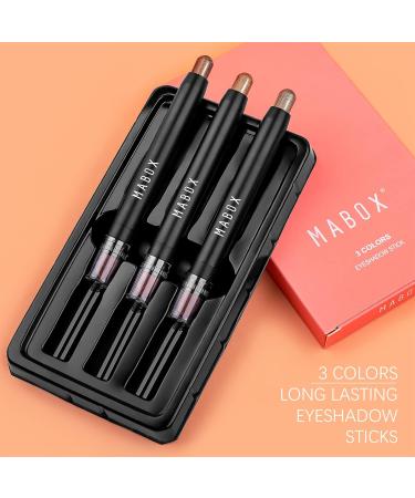 Vtrem 3 PCS Eyeshadow Stick Set - Neutral Cream Matte Eye Highlighter & Eyeliner Crayon Makeup with Brush - Shiny Cosmetics for Perfect Eyes - Buy Online on SooperMarket.com