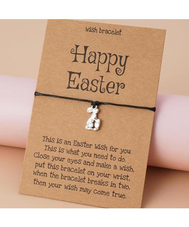OralGos Happy Easter Bracelet - Adjustable Alloy Rabbit Pendant Wax Rope Braided Bracelet for a Festive Look - Buy Online on SooperMarket.com
