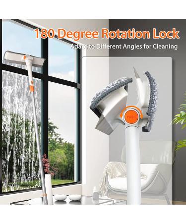 2-in-1 Rotatable Window Squeegee Kit | 48 Extendable Handle, 180 Rotating Head | Window Cleaner, Scraper & Scrubber Combo for Glass Cleaning - Buy Online on SooperMarket.com