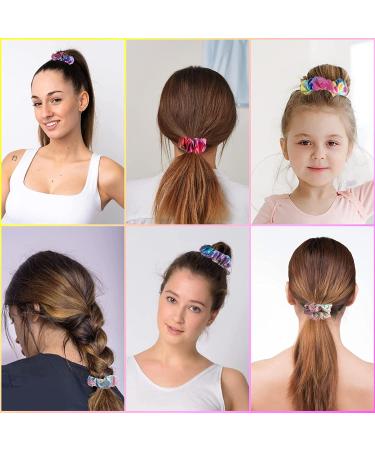 24-Piece Metallic Scrunchies - Shiny Mermaid Hair Ties for Women & Girls | Colorful Elastic Ponytail Holders - Neon Hair Accessories - Buy Online on SooperMarket.com