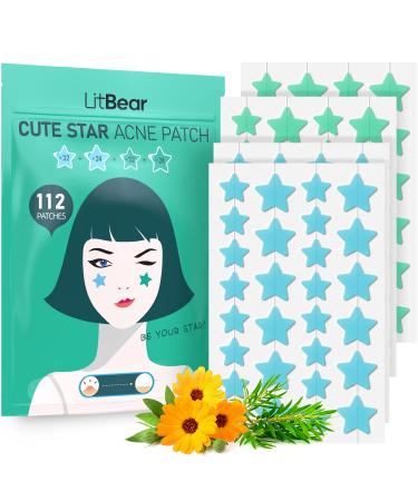 Spot Patches Pimple Patches Stars Spot Stickers with Tea Tree Oil + Salicylic Acid Hydrocolloid Patches for Pimples Blemishes Zits Acne Patches for Face 112 Dots 14mm & 10mm Green and Blue