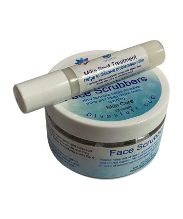 Milia Spot & Scrubbies Treatment SET, With Salicylic Acid, Retinol Lipisomes, Olive Squalene,Lactic Acid and More, By Diva Stuff (Scrubber + Spot Treatment)