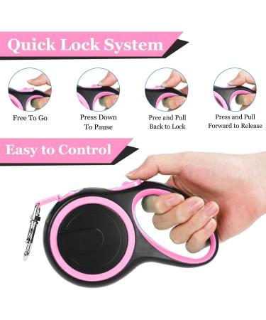 Tangle-Free Retractable Dog Lead - 8M/26FT Reflective Nylon Tape - Lock - Anti-Slip Handle - Strong & Durable Walking Leash for S to L Dogs - Strong and Stylish Grey Design3M pink 3M Pink - Buy Online on SooperMarket.com