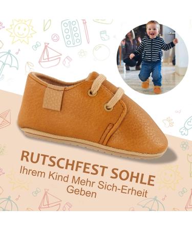 Baby First Walking Shoes | PU Leather Non-Slip Baby Boy & Girl Sneakers | 6-12 Months Brown - Buy Online on SooperMarket.com