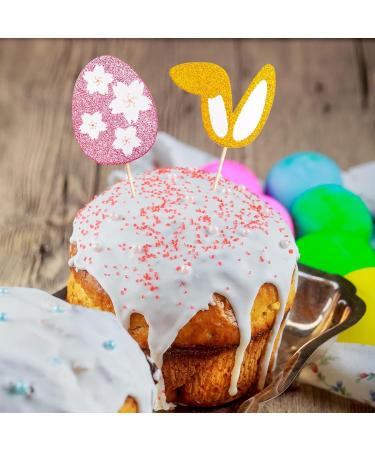 Easter Bunny Ears Cupcake Toppers Glitter Cake Decorations - Buy Online on SooperMarket.com