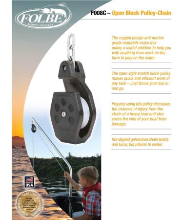 Folbe F008 Open Block Crab Pot Pulley with Chain - Easy and Reliable Crabbing Accessory - Buy Online on SooperMarket.com