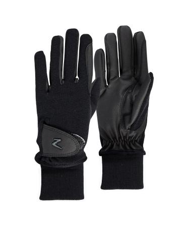 HORZE Kids Rimma Fleece-Lined Winter Horseback Riding Gloves Black 6