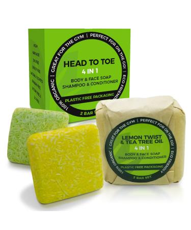 IndulgeMe Solid Shampoo and Conditioner Bar - Eco Friendly Hair Care, Tea Tree, Argan Oil For Hair, All Natural and Organic Shampoo Bars for Hair, Zero Waste, 3 In 1 Shampoo Conditioner Body Wash Set, 2 Bars