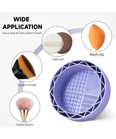 LELE LIFE Makeup Brush Cleaner Mat with Drying Rack Silicone Makeup Brush Cleaning Mat Scrubber Bowl Make Up Brush Cleaner Pad for Cosmetic Brushes Purple - Buy Online on SooperMarket.com