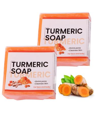 Turmeric Soap Bar Handmade Tumeric Soap Organic Turmeric Brightening Soap for All Skin Types Natural Soap for Cleansing Unclogs Pores Deep Cleaning