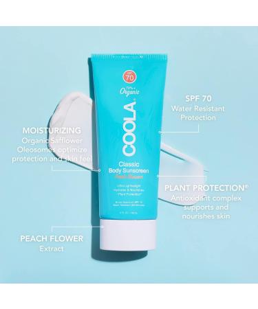 Coola Organic SPF 70 Sunblock Body Lotion - Peach Blossom - 5 Fl Oz | Dermatologist Tested, Vegan, Gluten-Free - Daily Skin Protection - Buy Online on SooperMarket.com