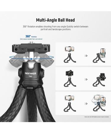 NEEWER T80 Phone Tripod Stand with Remote, Action Camera Mount & Phone Clip - Compatible with GoPro, iPhone, LED Light - Max Load 4.4lb - Buy Online on SooperMarket.com