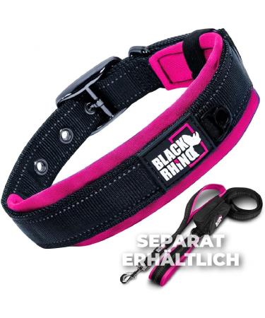 Black Rhinoceros Adjustable Dog Collar - Comfortable Weatherproof Reflective Neoprene for All Breeds - Large Size Pink/Black - Buy Online on SooperMarket.com