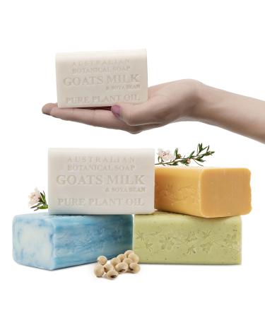 Australian Botanical Soap, Pure Plant Oil Soaps, 6.8 oz Bars, Goats Milk with Soya Bean Oil, Sea Salt with Ocean Minerals, Lemongrass with Lemon Myrtle, Manuka Honey with Jojoba Oil, Variety Pack of 4 Original Variety Pack…