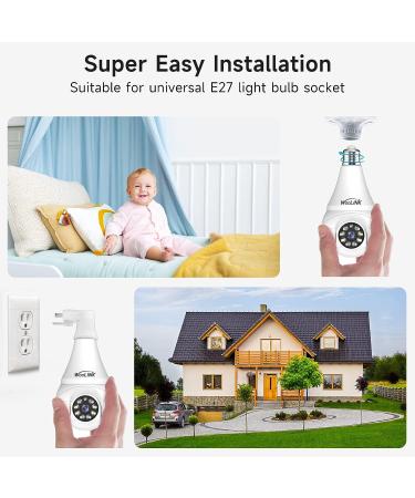 Woolink 2K Wireless Light Bulb Security Camera - Smart Surveillance Camera with Color Night Vision, Motion Detection, and Cloud/SD Card Storage - Buy Online on SooperMarket.com
