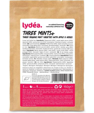 Lydea Three Mints+ Organic Herbal Tea with Three Mint Varieties Apple & Herbs Loose Leaf Herbal Tea 150 g Sachet - Buy Online on SooperMarket.com