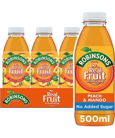 Robinsons Ready To Drink Low Calorie No Artificials - Peach & Mango - 500ml (24 Bottles)