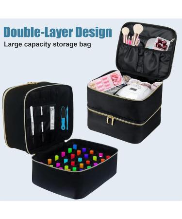 Movstriker Nail Polish Organiser Bag Double Layer Nail Varnish Storage Holds 30 Bottles and A Nail Lamp Traveling Nail Polish Storage Case Portable Nail Lipstick Beauty Tools Box(Black) - Buy Online on SooperMarket.com