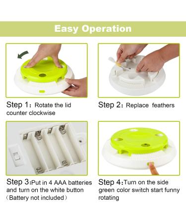 Pettom Interactive Cat Toy | Electric Butterfly Funny Exercise Toy for Kittens | Rotating Pop N Play Toy with Replacement Feathers | Green - Buy Online on SooperMarket.com