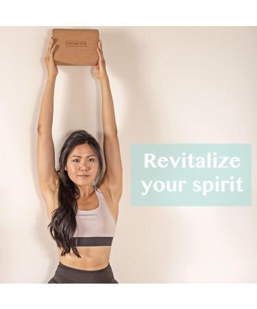 Cork Wood Yoga Blocks 2 Pack - Premium Lotus Design - 9 x 6 x 4 inches - Buy Online on SooperMarket.com