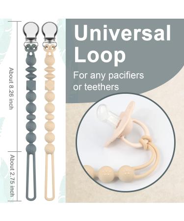Silicone Soother Pacifier Chain for Teething Baby - Kowlone Dummy Clip | Unisex Newborn Dummies | Beige Dim Grey & Moss Green - Buy Online on SooperMarket.com