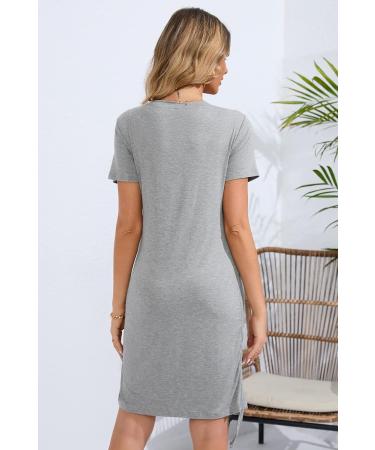 Sosolism 4 in 1 Maternity Nursing Dress XL Light Grey - Short Sleeve Breastfeeding Top - Buy Online on SooperMarket.com